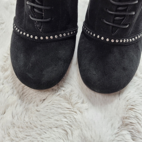 Tabitha Simmons Leather Upper Suede Ankle Lace Up Studded Accent Boots Size 37 - Picture 6 of 11